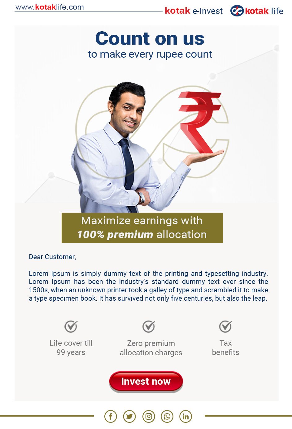 Kotak Life infinity asset applied across templates