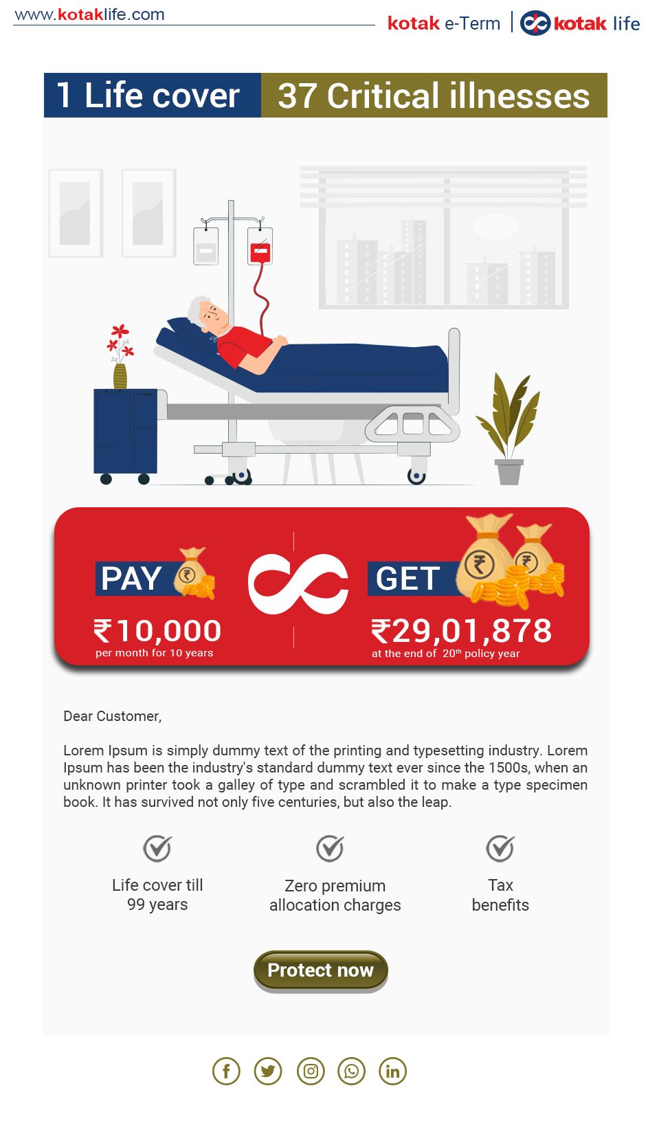 Kotak Life infinity asset applied across templates