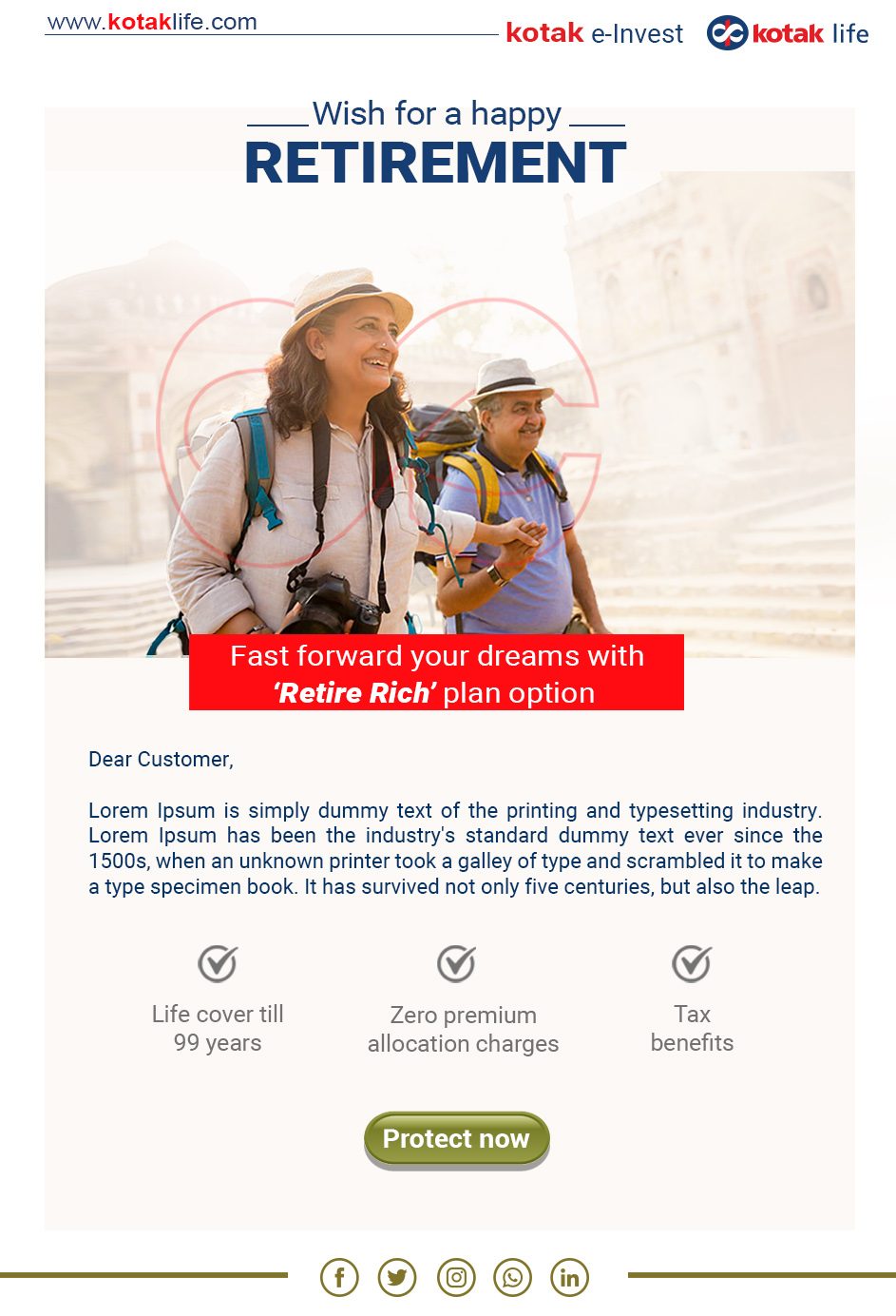 Kotak Life infinity asset applied across templates